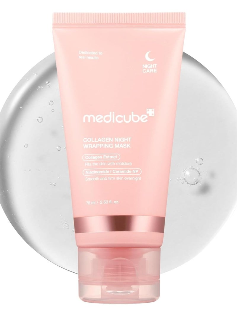 Medicube Collagen Overnight Wrapping Peel Off Facial Mask Pack - Elasticity & Hydration Care, Reduces Sagging & Dullness - Hydrolyzed Collagen For Glowing Skin - Korean Skin Care - Image 1